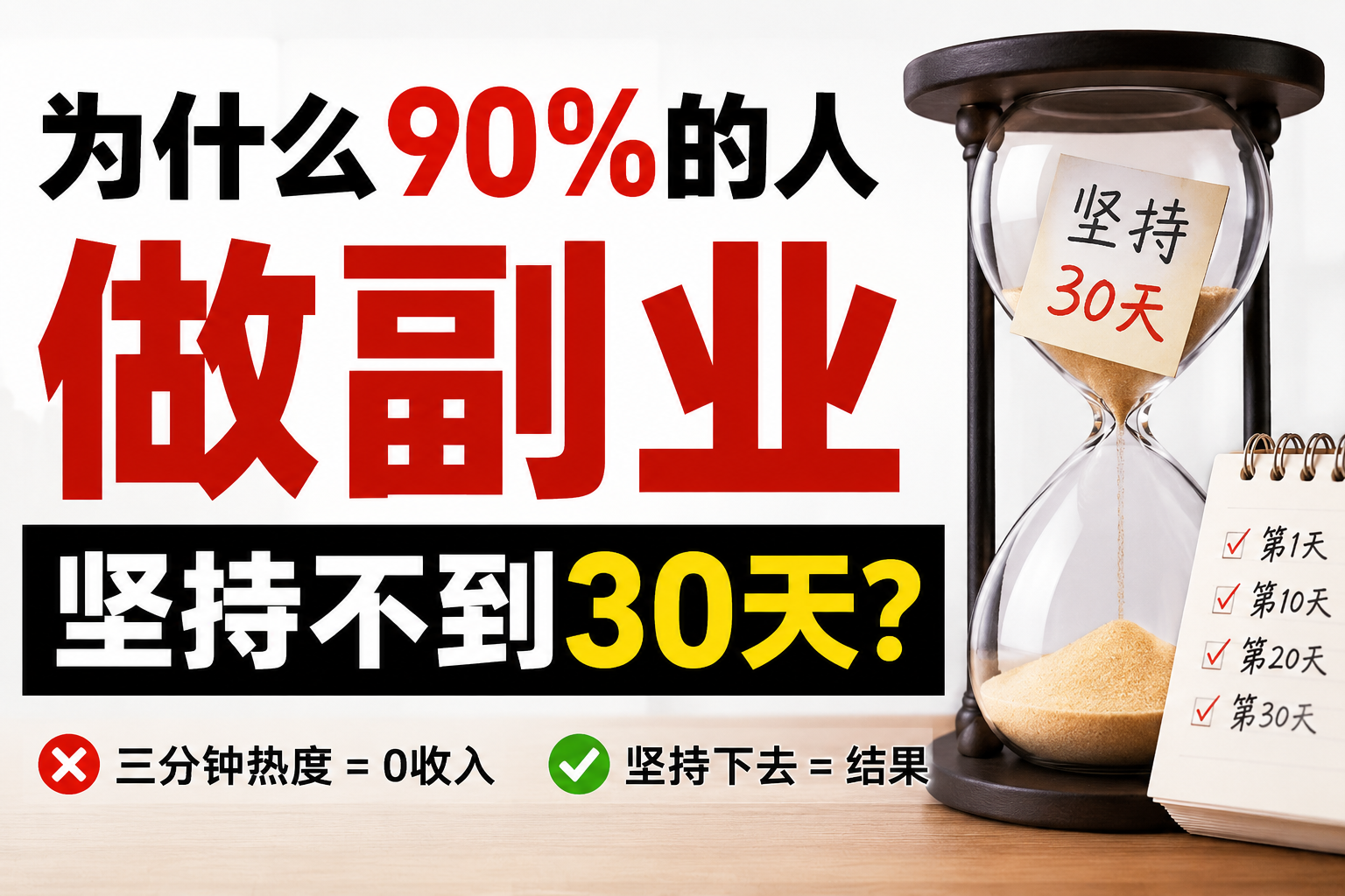 为什么90%的人做副业，坚持不到30天？副业失败的真正原因