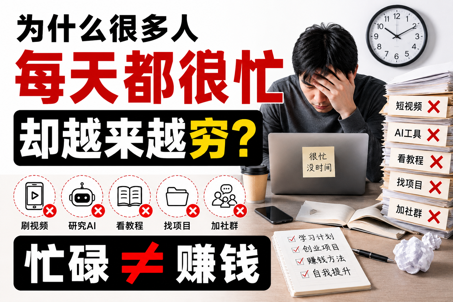为什么很多人每天都很忙，却越来越穷？问题出在这里