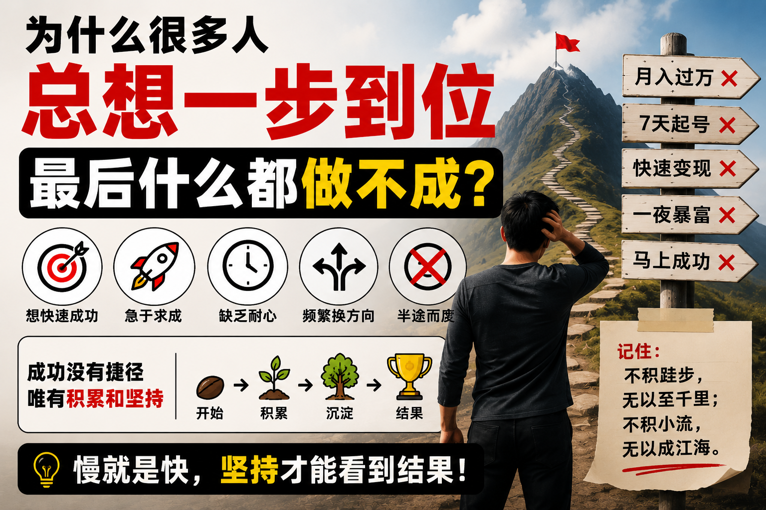 为什么很多人总想一步到位，最后什么都做不成？-共创云网创