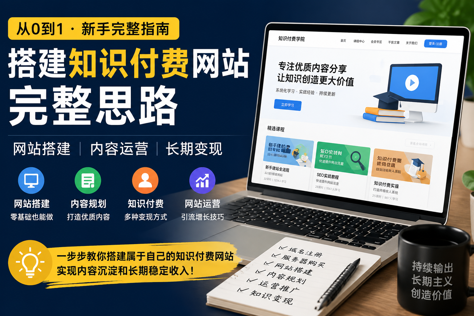 从0到1搭建知识付费网站的完整思路,新手也能快速上手