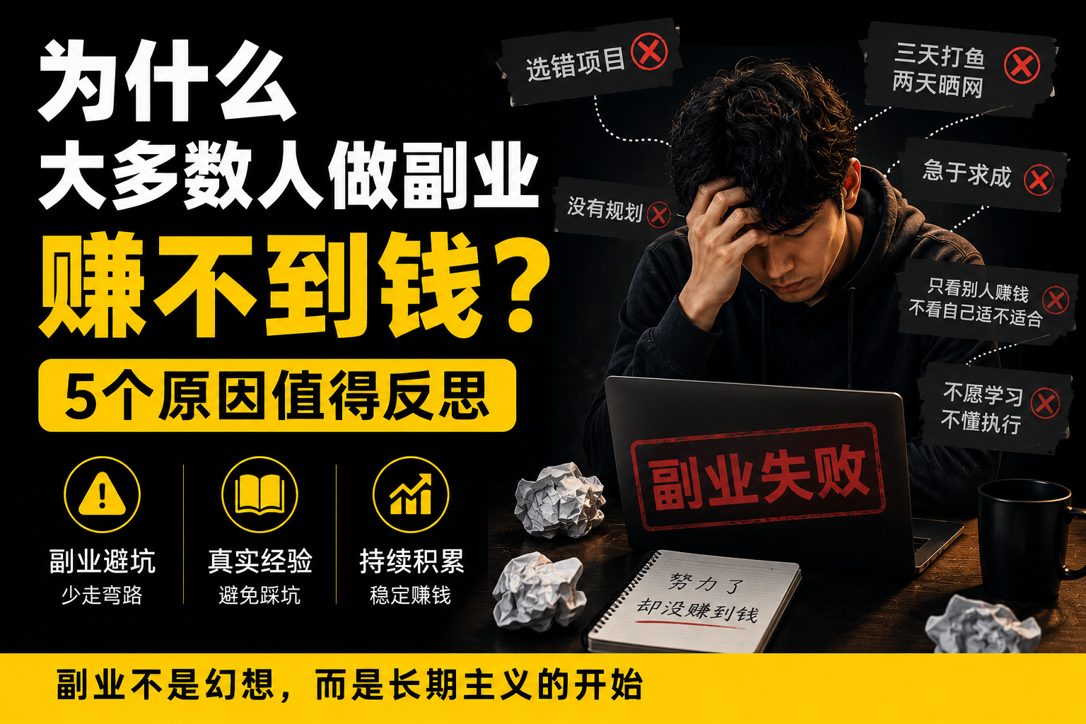 为什么大多数人做副业赚不到钱？5个原因值得每个普通人反思