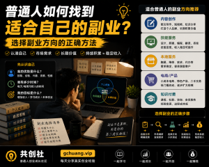普通人如何找到适合自己的副业？选择副业方向的正确方法-共创社