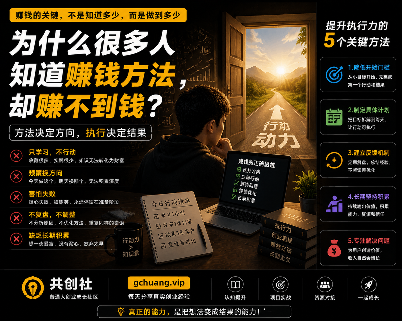 为什么很多人知道赚钱方法，却赚不到钱？真正拉开差距的是执行力-共创社