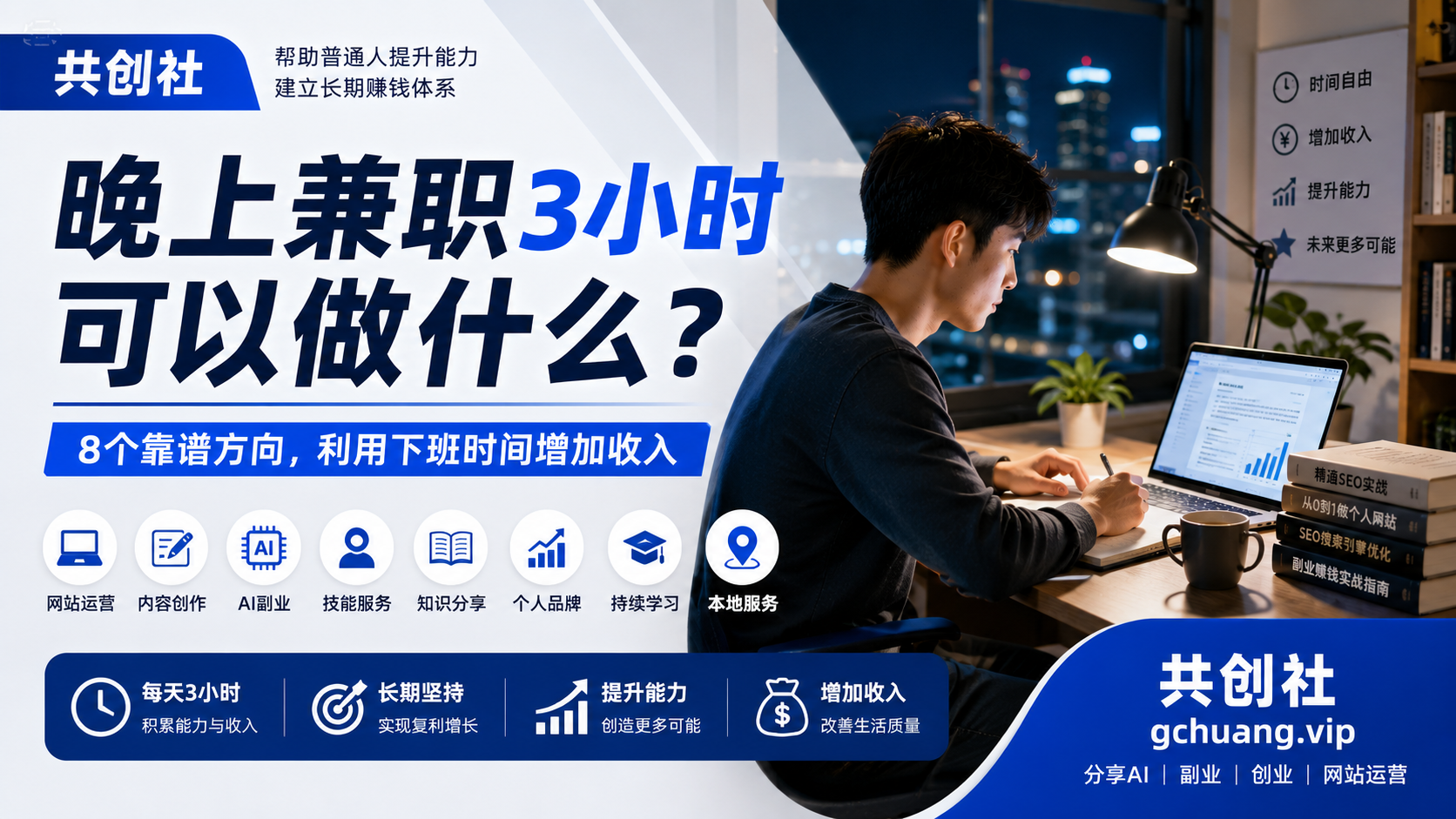 晚上兼职3小时可以做什么？普通人适合长期发展的8个兼职方向（2026）-共创社