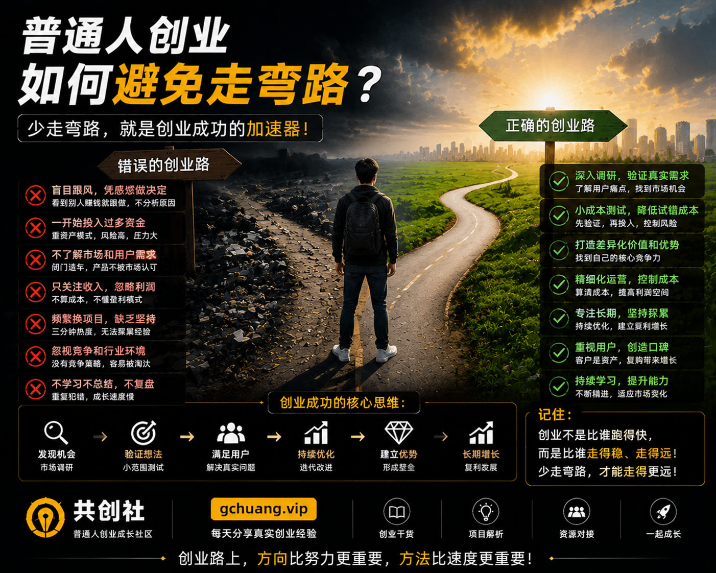 普通人创业如何避免走弯路？创业避坑的10个关键方法-共创社