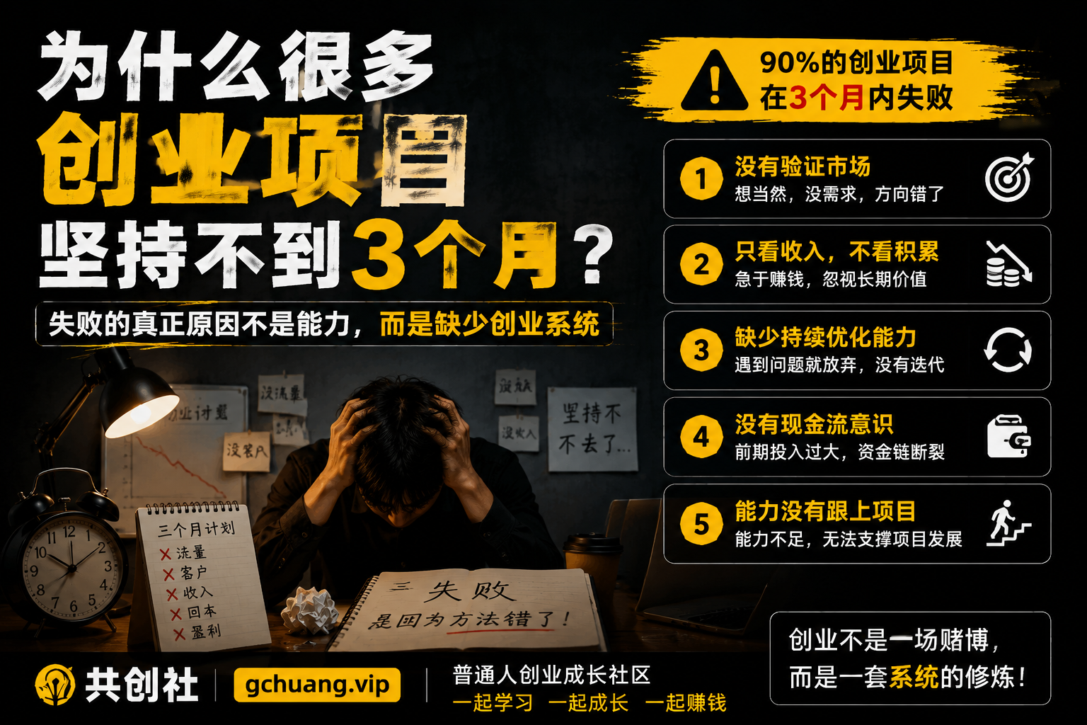 为什么很多创业项目坚持不到3个月？失败的真正原因不是能力，而是缺少创业系统-共创社
