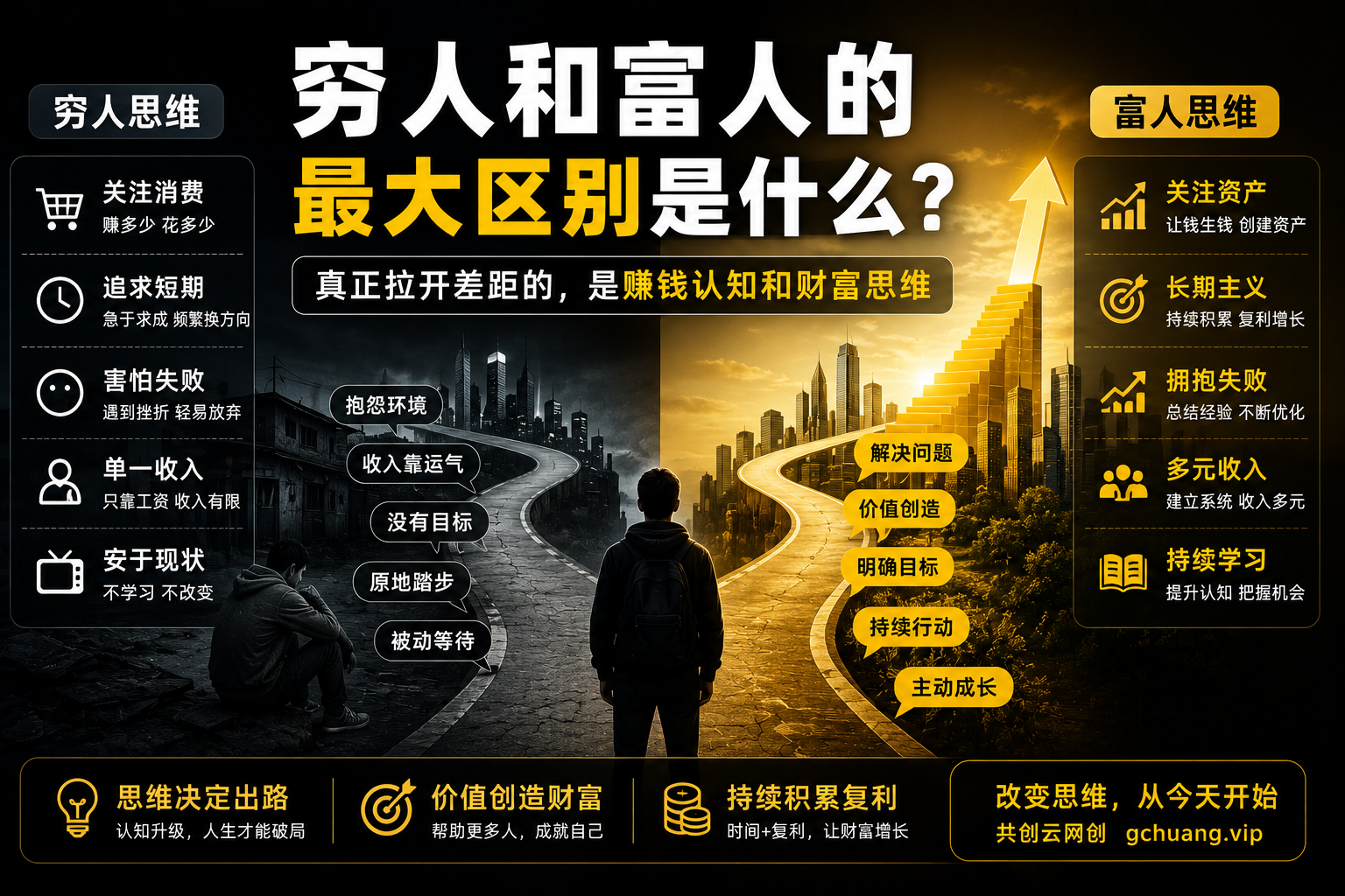 穷人和富人的最大区别是什么？真正拉开差距的，是赚钱认知和财富思维-共创社