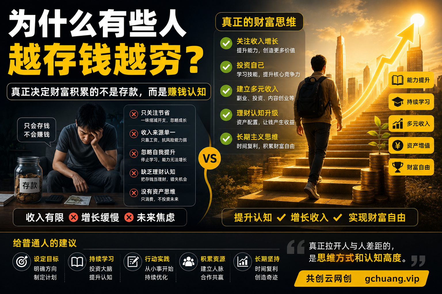 为什么有些人越存钱越穷?真正决定财富积累的不是存款,而是赚钱认知